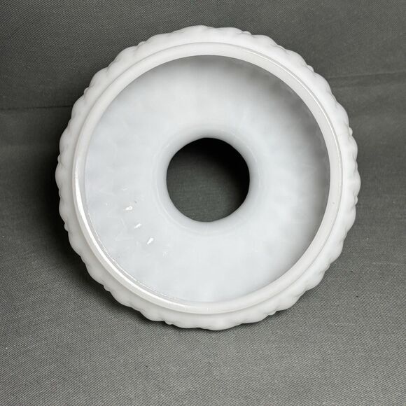 Vintage Milk Glass Lamp Shade Diamond Quilt Pattern Hurricane Shade Replacement - Picture 6 of 7
